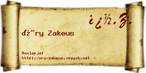 Őry Zakeus névjegykártya
